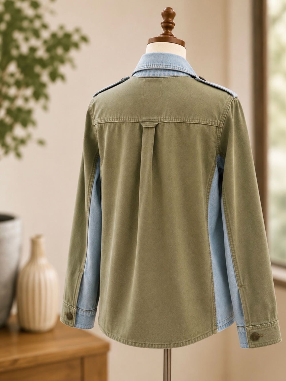 FRAME Mixed Media Denim Utility Jacket NWT XS - Picture 2 of 6